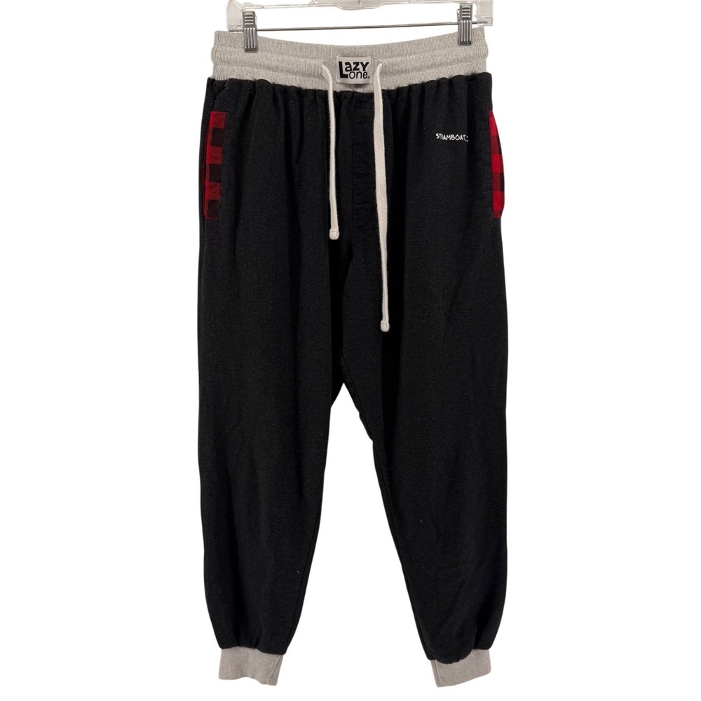 Lazy One Mens Jogger Black Moose Caboose Buffalo Plaid Steamboat CO Medium